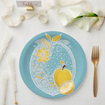 Padrões de frutas amarelas e azuis arte de IA