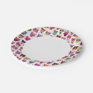 Prato De Papel Padrões de fundo de coruja para crianças