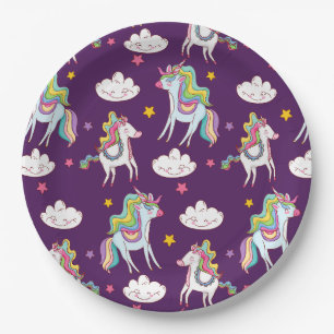 Prato De Papel Padrões do Cavalo Mágico Funny Unicorn