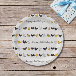 Prato De Papel Padrões para animais de Fazenda de frango feliz