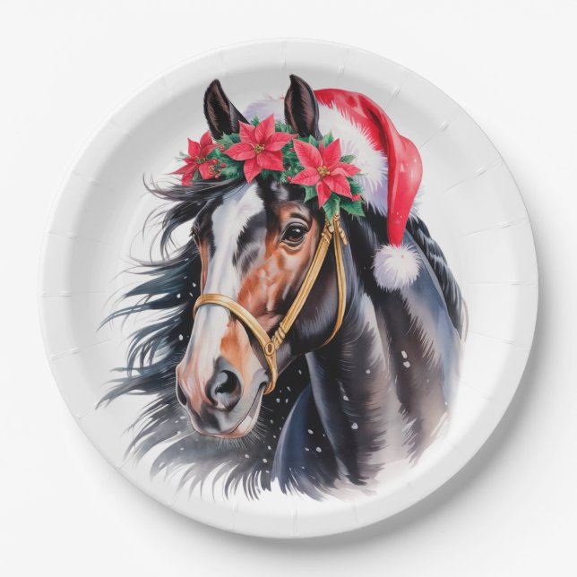 Prato De Papel Paint Horse Christmas Paper Plate (Frente)