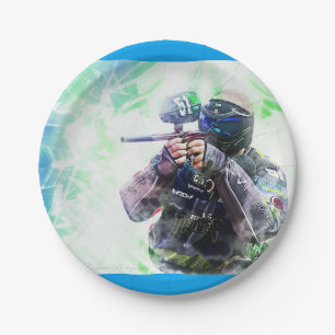 Prato De Papel Paintball azul
