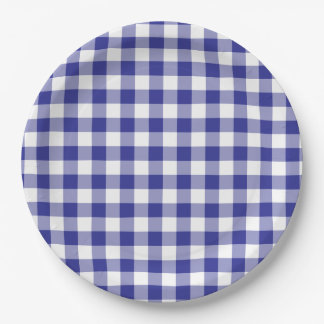 Prato De Papel País de Gingham Azul Profundo