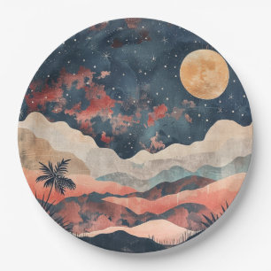 Prato De Papel Paisagem Celestial Boho Deserto Índigo Cobre