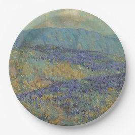 Prato De Papel Paisagem com Flores Azuis (por Granville Redmond)