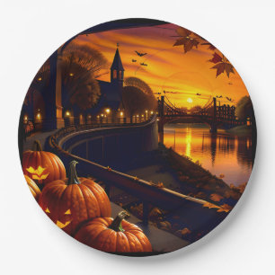 Prato De Papel Paisagem de Halloween Dois