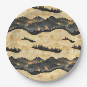 Prato De Papel Paisagem de Nuvens de Montanha Vintage (1)