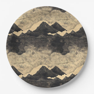 Prato De Papel Paisagem de Nuvens de Montanha Vintage (2)