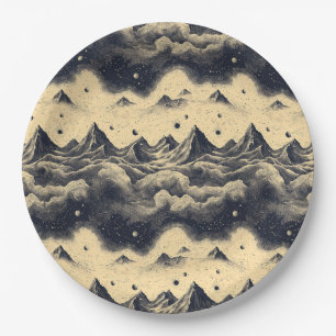 Prato De Papel Paisagem de Nuvens de Montanha Vintage (3)