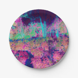 Prato De Papel Paisagem Impressionista Puro e Rosa Quente