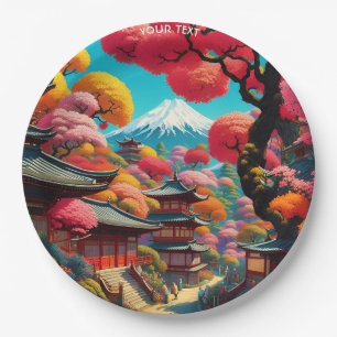 Prato De Papel Paisagem Japonesa Fantasy Cute Vivid Vibrant