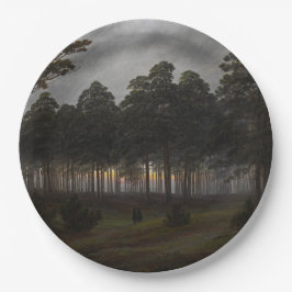 Prato De Papel Paisagem noturna (por Caspar David Friedrich)