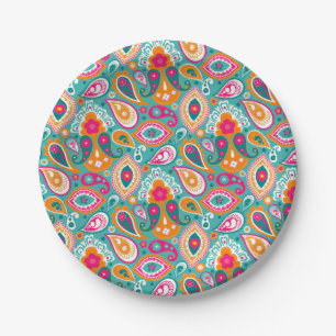 Prato De Papel Paisley 70s 60s Boho Retro