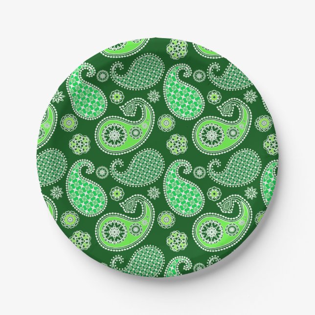 Prato De Papel Paisley, Emerald e Jade Green (Frente)