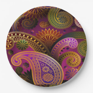 Prato De Papel Paisley Purple