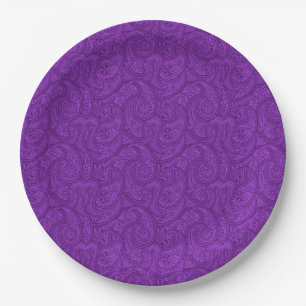 Prato De Papel Paisley roxo