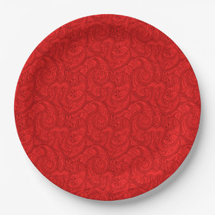 Prato De Papel Paisley vermelho