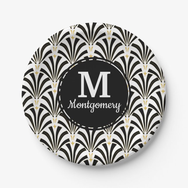 Prato De Papel Palettos Pretos e Brancos da Arte 1920 (Frente)