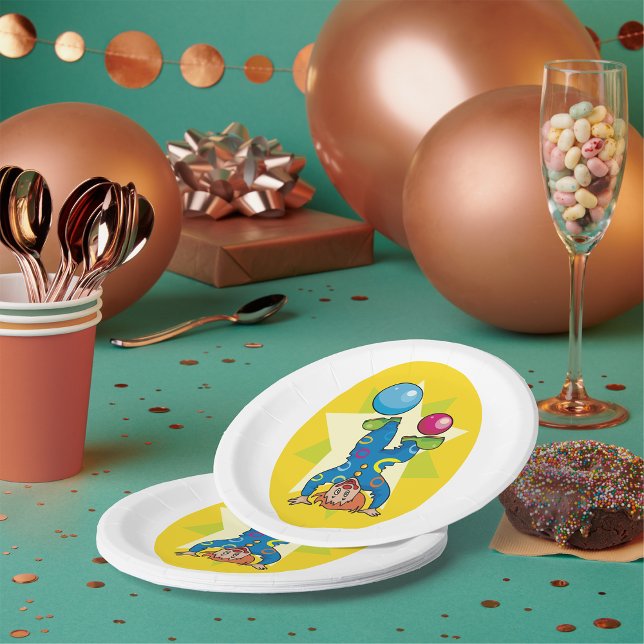 Prato De Papel Palhaço Equilibrando Bolas Diversão Circo (Criador carregado)