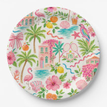 Palm Beach Preppy Rosa Verde Tropical