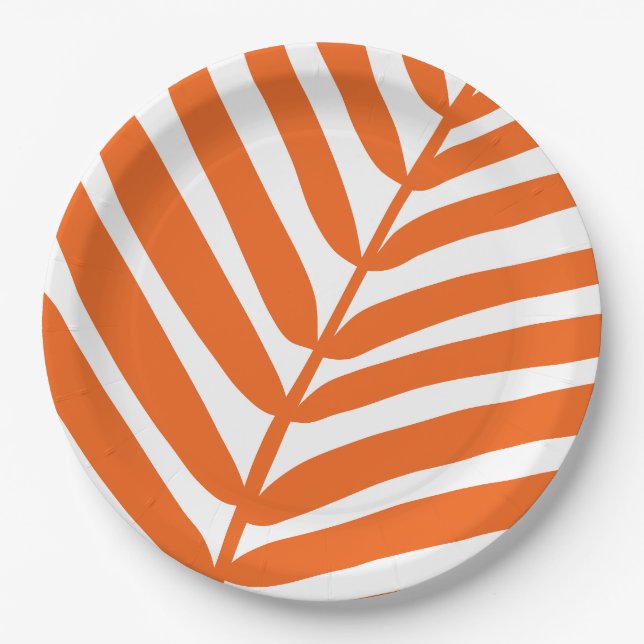 Prato De Papel Palm Leaf Orange (Frente)