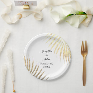 Prato De Papel Palm Tree Foliage Gold Foil Deixa Casamentos 2022
