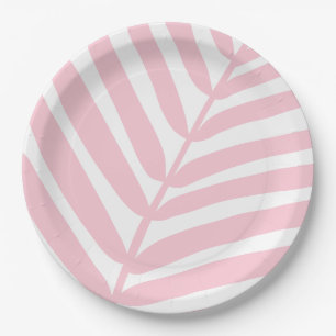 Prato De Papel Palma Tropical Folha Bebê Rosa