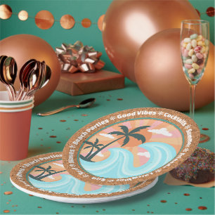 Prato De Papel Palmeiras Tropicais Da Ilha Do Havaí Em Faux Cork