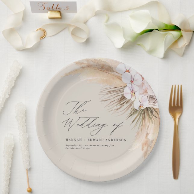 Prato De Papel Pampas herbácea seca guião botânica boho casamento (Casamento)
