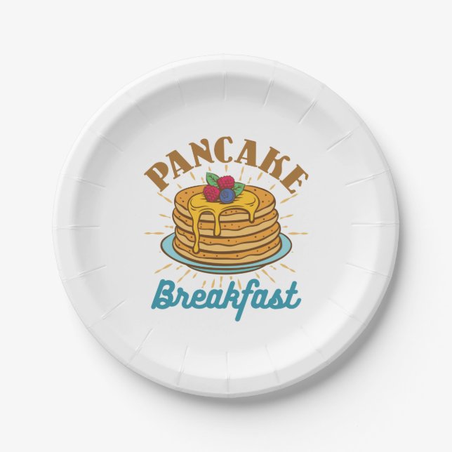 Prato De Papel Pancake Brechfast Vintage Pancakes Lover (Frente)