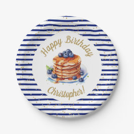 Prato De Papel Pancakes e Pajama - Placa de Papel de Aniversário