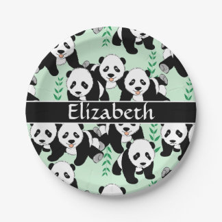 Prato De Papel Panda Bears Graphic para Personalizar