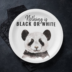 Prato De Papel Panda Negra E Branca Moderna Engraçada Com Citação