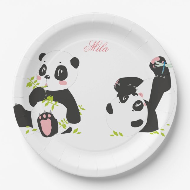 Prato De Papel Pandas-brancas (Frente)