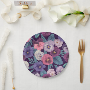 Prato De Papel Pansias coloridas em violeta profunda