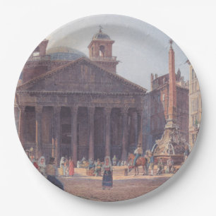 Prato De Papel Pantheon e Piazza della Rotonda em Roma, Itália