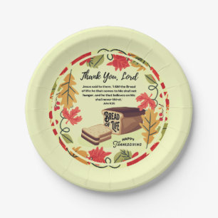 Prato De Papel PÃO DA VIDA Feliz Ação de Graças, Christian