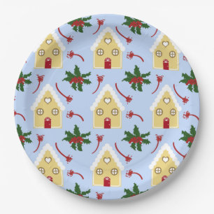 Prato De Papel Pão de gengibre festivo e padrão sagrado