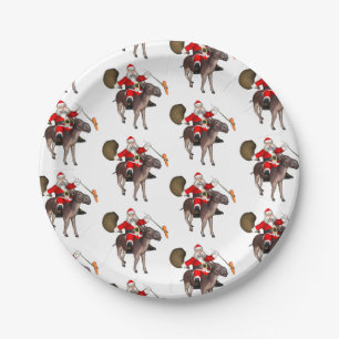 Prato De Papel Papai Noel ama Donkeys