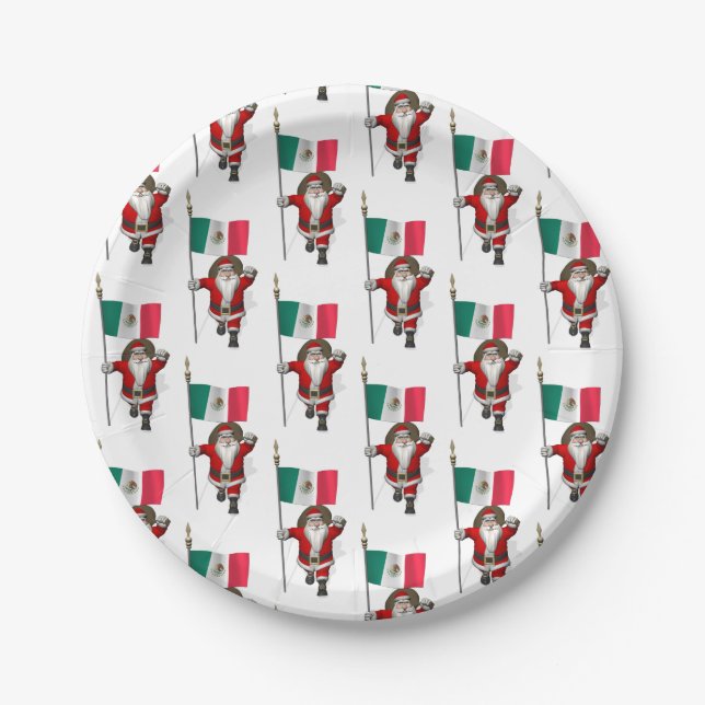 Prato De Papel Papai Noel Com Alferes Do México (Frente)