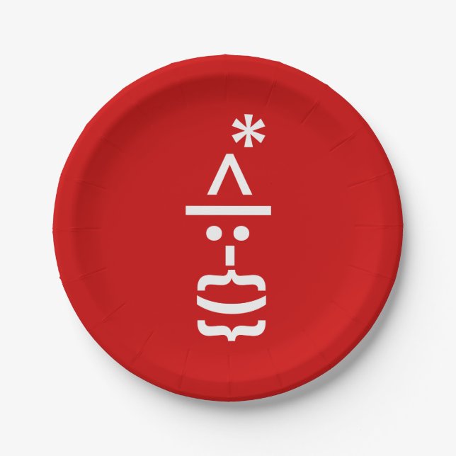 Prato De Papel Papai Noel com Beard Christmas Emoticon (Frente)