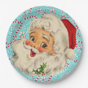Prato De Papel Papai noel com Peppermints