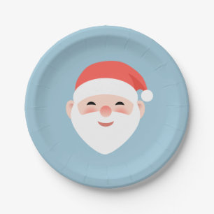 Prato De Papel Papai noel do Natal na luz - azul