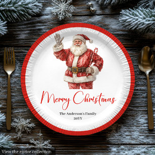 Prato De Papel Papai Noel Elegante Minimalista Natal Aconchegante