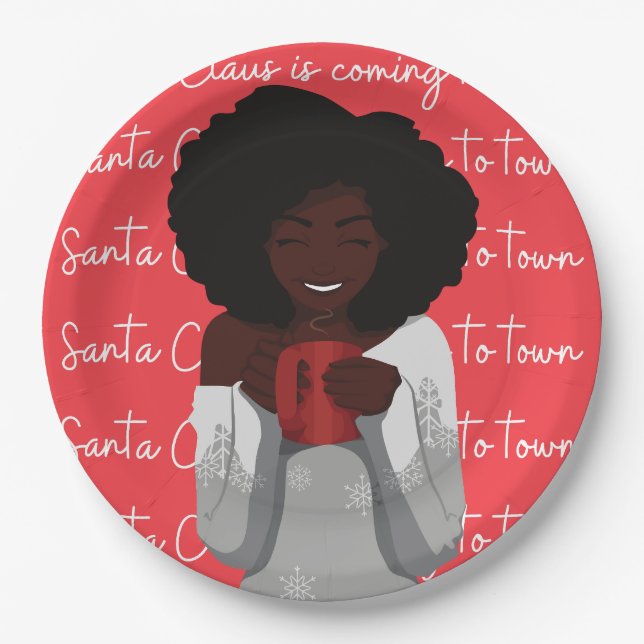 Prato De Papel Papai Noel está vindo à festa municipal (Frente)