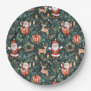 Prato De Papel Papai Noel Festivo de Natal