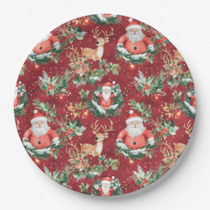Prato De Papel Papai Noel Festivo de Natal