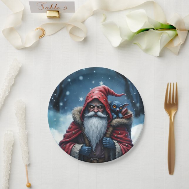 Prato De Papel Papai Noel Frostbite e seu duende travesso. (Casamento)