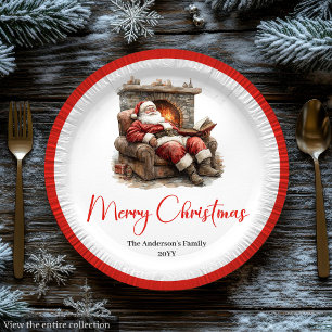 Prato De Papel Papai Noel Moderno Louça de Mesa de Festa de Natal