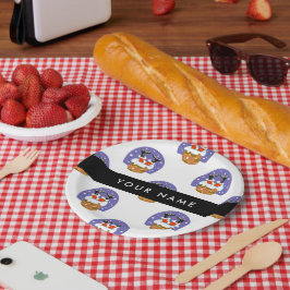 Prato De Papel Papai Noel Na Chaminé, Neve, Natal, Ano Novo